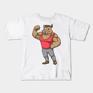 Boar Bodybuilder Bodybuilding Muscles Kids T-Shirt